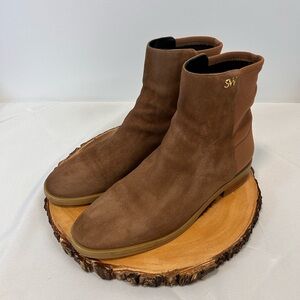 Stuart Weitzman Kye City Ankle Boots Booties Shoes Women’s Size 9.5 Tan Suede